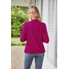 imageGRACE KARIN Womens Casual Draped Open Front Cropped Cardigan Long Sleeve Sweater Peplum Knit OutwearRose Red