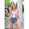 imageGRACE KARIN Womens Crochet Summer Cardigan Shrug 2024 Lightweight Open Front HollowOut Batwing Cardigan Sweater OutwearPink