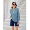 imageWomens 2024 Summer Mesh Cardigan Lightweight Long Sleeve Zip Up Crochet Knit Sweater Jacket Athleisure OutfitsLight Blue