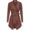 imageGRACE KARIN Cardigan for Women Lapel Draped Open Front Thin Sweater Long Sleeve Irregular Hem Outwear with BeltCoffee