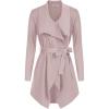 imageGRACE KARIN Cardigan for Women Lapel Draped Open Front Thin Sweater Long Sleeve Irregular Hem Outwear with BeltSilver Pink