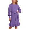 imageGRACE KARIN Girls Sweater Dress Cable Knit Long Sleeve Fall Winter Dress for Girl with Belt Sizes 614Blue Purple