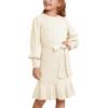 imageGRACE KARIN Girls Sweater Dress Cable Knit Long Sleeve Fall Winter Dress for Girl with Belt Sizes 614Offwhite