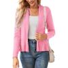 imageGRACE KARIN Womens Casual Draped Open Front Cropped Cardigan Long Sleeve Sweater Peplum Knit OutwearEggplant Pink