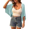 imageGRACE KARIN Womens Crochet Summer Cardigan Shrug 2024 Lightweight Open Front HollowOut Batwing Cardigan Sweater OutwearLight Green
