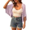 imageGRACE KARIN Womens Crochet Summer Cardigan Shrug 2024 Lightweight Open Front HollowOut Batwing Cardigan Sweater OutwearPink