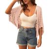 imageGRACE KARIN Womens Crochet Summer Cardigan Shrug 2024 Lightweight Open Front HollowOut Batwing Cardigan Sweater OutwearShrimp Pink