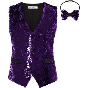 imageGRACE KARIN Boys Sequin Vest Boys Formal Suit Vest for Party 512YPurple