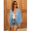 imageGRACE KARIN Open Front 34 Sleeve Batwing Cardigan for Women Lightweight Crochet Summer Cardigan HollowOut Cover UpsBlue