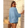 imageGRACE KARIN Open Front 34 Sleeve Batwing Cardigan for Women Lightweight Crochet Summer Cardigan HollowOut Cover UpsBlue