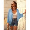 imageGRACE KARIN Open Front 34 Sleeve Batwing Cardigan for Women Lightweight Crochet Summer Cardigan HollowOut Cover UpsBlue