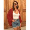 imageGRACE KARIN Open Front 34 Sleeve Batwing Cardigan for Women Lightweight Crochet Summer Cardigan HollowOut Cover UpsDeep Red