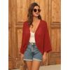 imageGRACE KARIN Open Front 34 Sleeve Batwing Cardigan for Women Lightweight Crochet Summer Cardigan HollowOut Cover UpsDeep Red