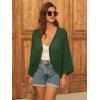 imageGRACE KARIN Open Front 34 Sleeve Batwing Cardigan for Women Lightweight Crochet Summer Cardigan HollowOut Cover UpsGreen