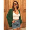 imageGRACE KARIN Open Front 34 Sleeve Batwing Cardigan for Women Lightweight Crochet Summer Cardigan HollowOut Cover UpsGreen