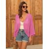 imageGRACE KARIN Open Front 34 Sleeve Batwing Cardigan for Women Lightweight Crochet Summer Cardigan HollowOut Cover UpsHot Pink