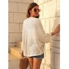 imageGRACE KARIN Open Front 34 Sleeve Batwing Cardigan for Women Lightweight Crochet Summer Cardigan HollowOut Cover UpsLight Apricot