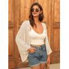 imageGRACE KARIN Open Front 34 Sleeve Batwing Cardigan for Women Lightweight Crochet Summer Cardigan HollowOut Cover UpsLight Apricot