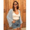 imageGRACE KARIN Open Front 34 Sleeve Batwing Cardigan for Women Lightweight Crochet Summer Cardigan HollowOut Cover UpsLight Gray