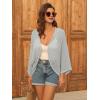 imageGRACE KARIN Open Front 34 Sleeve Batwing Cardigan for Women Lightweight Crochet Summer Cardigan HollowOut Cover UpsLight Gray