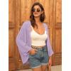 imageGRACE KARIN Open Front 34 Sleeve Batwing Cardigan for Women Lightweight Crochet Summer Cardigan HollowOut Cover UpsLight Purple