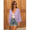 imageGRACE KARIN Open Front 34 Sleeve Batwing Cardigan for Women Lightweight Crochet Summer Cardigan HollowOut Cover UpsLight Purple