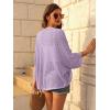 imageGRACE KARIN Open Front 34 Sleeve Batwing Cardigan for Women Lightweight Crochet Summer Cardigan HollowOut Cover UpsLight Purple
