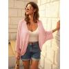 imageGRACE KARIN Open Front 34 Sleeve Batwing Cardigan for Women Lightweight Crochet Summer Cardigan HollowOut Cover UpsPink