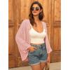 imageGRACE KARIN Open Front 34 Sleeve Batwing Cardigan for Women Lightweight Crochet Summer Cardigan HollowOut Cover UpsPink