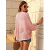 imageGRACE KARIN Open Front 34 Sleeve Batwing Cardigan for Women Lightweight Crochet Summer Cardigan HollowOut Cover UpsPink