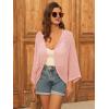 imageGRACE KARIN Open Front 34 Sleeve Batwing Cardigan for Women Lightweight Crochet Summer Cardigan HollowOut Cover UpsPink