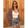 imageGRACE KARIN Open Front 34 Sleeve Batwing Cardigan for Women Lightweight Crochet Summer Cardigan HollowOut Cover UpsReddish Brown