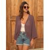 imageGRACE KARIN Open Front 34 Sleeve Batwing Cardigan for Women Lightweight Crochet Summer Cardigan HollowOut Cover UpsReddish Brown