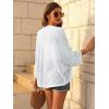 imageGRACE KARIN Open Front 34 Sleeve Batwing Cardigan for Women Lightweight Crochet Summer Cardigan HollowOut Cover UpsWhite