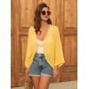 imageGRACE KARIN Open Front 34 Sleeve Batwing Cardigan for Women Lightweight Crochet Summer Cardigan HollowOut Cover UpsYellow