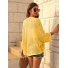 imageGRACE KARIN Open Front 34 Sleeve Batwing Cardigan for Women Lightweight Crochet Summer Cardigan HollowOut Cover UpsYellow