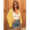 imageGRACE KARIN Open Front 34 Sleeve Batwing Cardigan for Women Lightweight Crochet Summer Cardigan HollowOut Cover UpsYellow