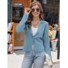 imageGRACE KARIN Women Sweater Blazer Casual Work Croppped Cardigan Lightweight Button Front Short Knit Blazer Jacket SXXLLight Blue