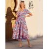 imageGRACE KARIN Womens 2024 Floral Summer Long Midi Dress V Neck Short Sleeve Ruffle Tiered Layered Boho Swing DressesRedpink Floral
