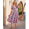 imageGRACE KARIN Womens 2024 Floral Summer Long Midi Dress V Neck Short Sleeve Ruffle Tiered Layered Boho Swing DressesRedpink Floral