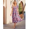 imageGRACE KARIN Womens 2024 Floral Summer Long Midi Dress V Neck Short Sleeve Ruffle Tiered Layered Boho Swing DressesRedpink Floral