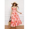 imageGRACE KARIN Womens 2024 Summer Beach Dress Floral V Neck Tie Front Spaghetti Strap Flowy Long Dress Boho Maxi DressOrange Pink Floral