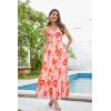 imageGRACE KARIN Womens 2024 Summer Beach Dress Floral V Neck Tie Front Spaghetti Strap Flowy Long Dress Boho Maxi DressOrange Pink Floral
