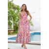 imageGRACE KARIN Womens 2024 Summer Beach Dress Floral V Neck Tie Front Spaghetti Strap Flowy Long Dress Boho Maxi DressPink Purple Floral