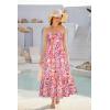 imageGRACE KARIN Womens 2024 Summer Beach Dress Floral V Neck Tie Front Spaghetti Strap Flowy Long Dress Boho Maxi DressPink Purple Floral