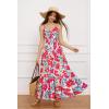 imageGRACE KARIN Womens 2024 Summer Beach Dress Floral V Neck Tie Front Spaghetti Strap Flowy Long Dress Boho Maxi DressRed Blue Floral