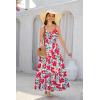 imageGRACE KARIN Womens 2024 Summer Beach Dress Floral V Neck Tie Front Spaghetti Strap Flowy Long Dress Boho Maxi DressRed Blue Floral