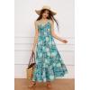 imageGRACE KARIN Womens 2024 Summer Beach Dress Floral V Neck Tie Front Spaghetti Strap Flowy Long Dress Boho Maxi DressYellow Green Floral