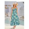 imageGRACE KARIN Womens 2024 Summer Beach Dress Floral V Neck Tie Front Spaghetti Strap Flowy Long Dress Boho Maxi DressYellow Green Floral