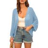 imageGRACE KARIN Open Front 34 Sleeve Batwing Cardigan for Women Lightweight Crochet Summer Cardigan HollowOut Cover UpsBlue